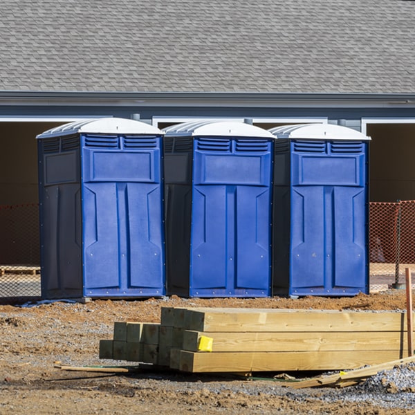 how often are the portable restrooms cleaned and serviced during a rental period in New Cambria